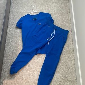 Royal blue fig scrub set
